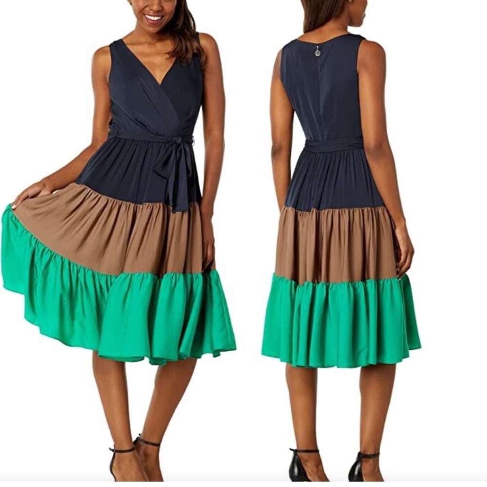 Tommy Hilfiger Washed Charmeuse Color-Block Dress